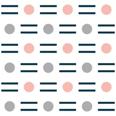 Acrylic prints Bestsellers Seamless Nordic style pattern with navy blue sticks and pink and grey dots decoration on white background