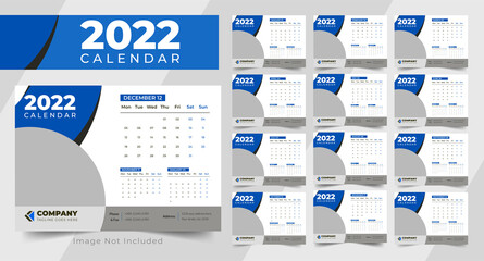 Desk Calendar Design Template, 2022 table Calendar design template , desk calendar 2022 design vector image, printable Calendar 2022, desk pad calendar 2022,Modern and Minimal Desk calendar design 