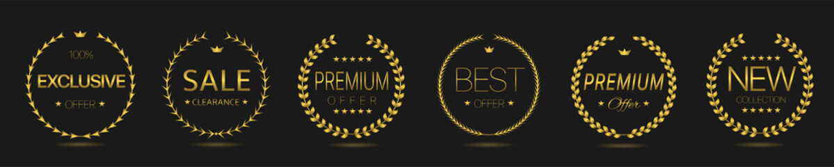 Exclusive offer Golden laurel wreath label set