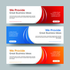 Set of abstract vector banners design. Collection of web banner template. modern template design for web, ads, flyer, poster with 3 different colors isolated on grey background