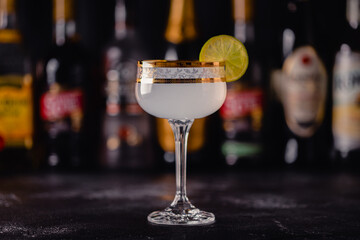 Cocktail Daiquiri with rum, lime juice and sugar.