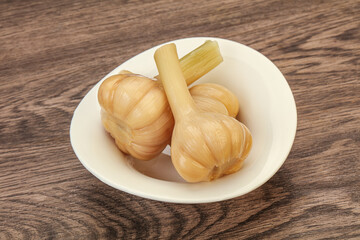 Marinated garlic in the bowl