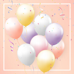 Elegant girlish colorful ballon Happy Birthday celebration card banner template background