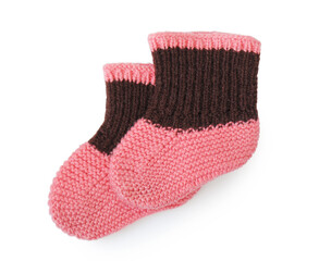 Baby wool socks for winter isolated on white background