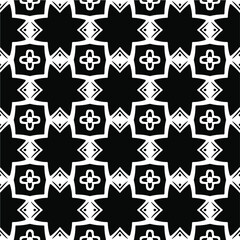 eamless vector pattern in geometric ornamental style. Black and white pattern.