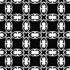 eamless vector pattern in geometric ornamental style. Black and white pattern.