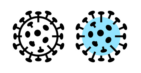Coronavirus cell icon. Simple vector covid illustration. Bacteria cell vector icon. Light blue and black color pictogram on white background.