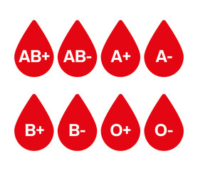 Blood type vector icons. Blood donation illustrations.