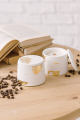 Two soy candles with coffee aroma. Natural. Coconut wax. Scented candles for home