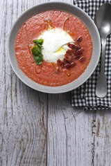 Homemade Italian Burrata Salad with Tomato Basil Soup