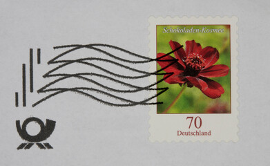 Briefmarke stamp gestempelt used frankiert cancel post letter mail brief blume flower rot red...