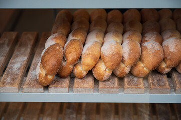 French bakery with fresh baked breads and buns