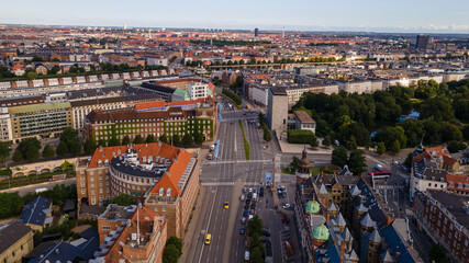 Beautiful aerial view of the Copenhagen city hall and plaza