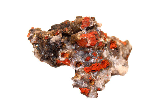 Macro mineral stone goethite on a white background 