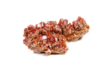 Macro mineral stone Vanadinite on a white background
