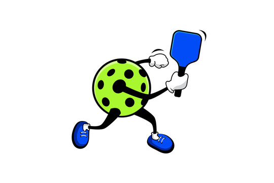 Pickleball Cartoon Character In Backhand Position, For Any Business Especially Making Posters, Flyers, Stickers, Memes, Etc.