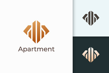 Apartment or property logo in diamond shape for real estate business