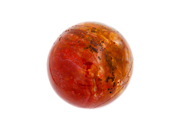 Fototapeta premium Macro mineral stone jasper ball on white background