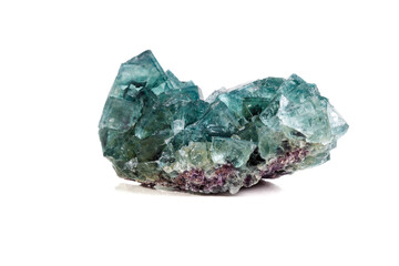 Macro mineral stone Fluorite on a white background
