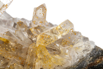 Macro Mineral Stone Crystals Citrine on a white background