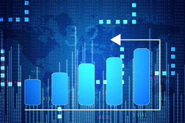 2d rendering Stock market online business concept. business Graph 