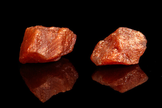 Macro mineral stone Nepheline sunny stone black background