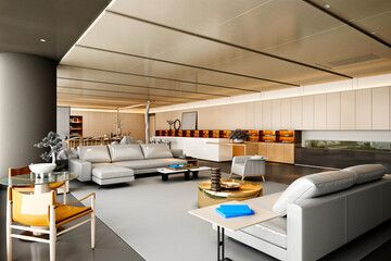 3d render of luxury hotel lobby reception