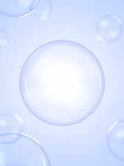 Abstract background image. as air bubbles for placement of products inside Blue backdrop. 3D scene