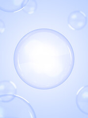 Abstract background image. as air bubbles for placement of products inside Blue backdrop. 3D scene