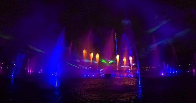 Orlando, Florida. August 29, 2021. Panoramic view of Fireworks show at Orlando (33)