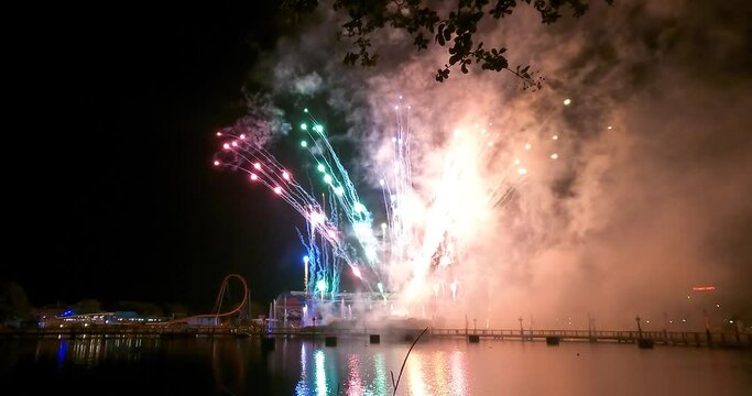 Orlando, Florida. August 29, 2021. Panoramic view of Fireworks show at Orlando (35)