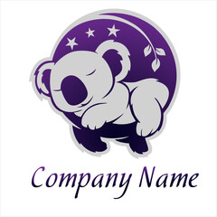 Fototapeta premium Logotype koala. Vector illustration koala. Sign or logo in the form of an Australian tropical animal koala bear, painted in color. Animal mascot.