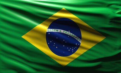 Brazil flag waving in the wind national symbol of brazilian country background