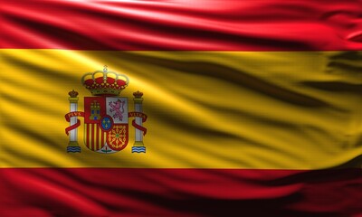 Obraz premium 3d spain flag background spanish national symbol waved in the wind world flags concept