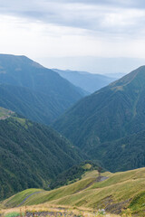 Fototapeta premium Beautiful view of Abano Gorge in Tusheti, dangerous mountain road in Georgia