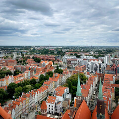 Widok z punktu widokowego na stare miasto. Gdańsk, Polska. - obrazy, fototapety, plakaty