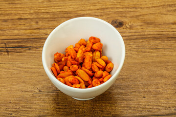 Chili peanut snack in the bowl