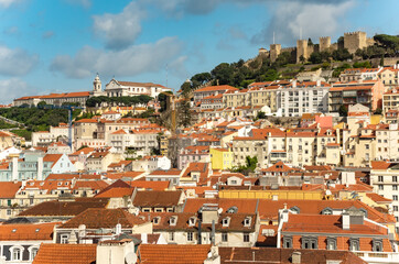 Lisbon, Portugal skyline in sunny summer day