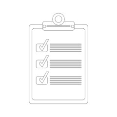 Checklist or questionnaire linear icon on white background. Thin black line customizable illustration. 