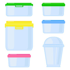 Plastic or glass storage containers with lids.