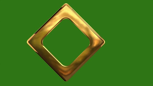 Gold frame hanging on green background footage, Golden frame moving ion green mat, photo frame for album editing, titles background footage, bright frames for celebrations
