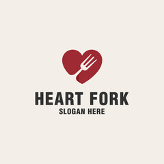 Heart fork logo template on monogram style