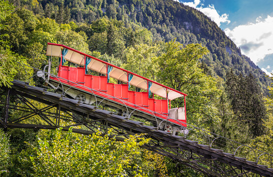 The oldest cable car in Europe - Giessbach Funicular Railway, Switzerland