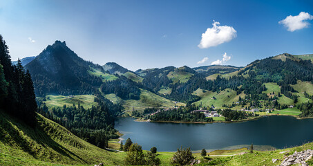 Landscape around the Black Lake (Schwarzsee) in the canton Fribourg (Freiburg), Switzerland