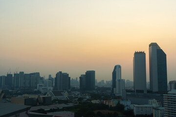 Fototapeta na wymiar Aerial view of an old residential area in Bangkok