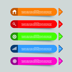 Obraz premium infographic vector design, banner template with number options for infographic, design, business, education, presentation, website, brochure, pamphlet. Editable vector tags, with royalty free eps10.