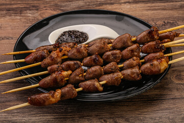Asian cuisine - chicken hearts skewer