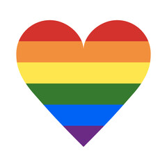 LGBT+ rainbow flag colors on heart shape silhouette vector illustration symbol