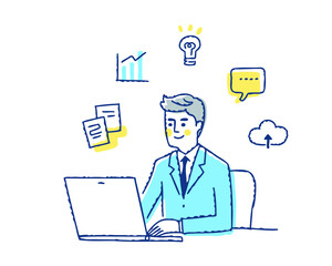 デスクワークをしているビジネスマン