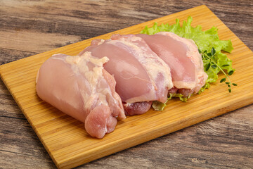 Raw chicken boneless and skinless leg